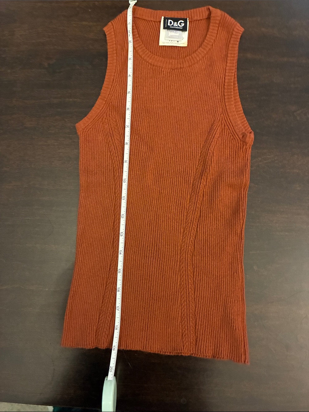 D&G Dolce & Gabbana orange rust Ribbed Sleeveless Tank vest- sz 26/40 S - Picture 5 of 10